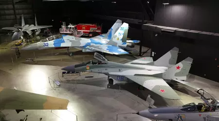 Su-27UB aircraft, which previously belonged to Ukraine, is on display at the National Museum of the US Air Force