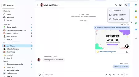 Google Chat lance les réunions audio Huddles avec intégration de Google Meet