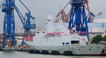 Hudong Zhonghua Shipbuilding has launched the first Type 054B class guided-missile electric-powered frigate for the Chinese Navy