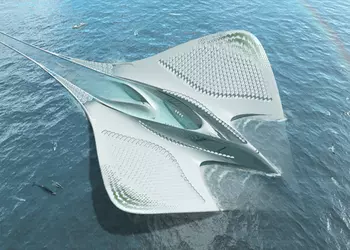 Концепт плавучего города в виде гигантского ската Манта