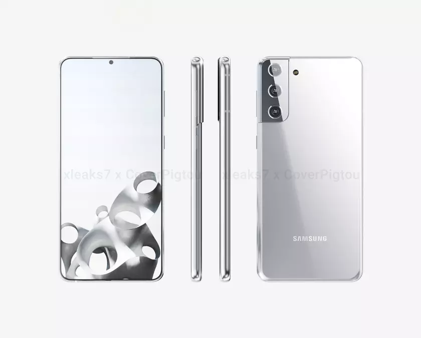 Флагман Samsung Galaxy S21+ на новых рендерах и видео: крошечный вырез и необычный модуль камеры