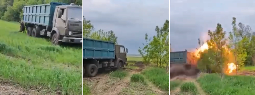 Россияне создали КАМАЗ-камикадзе для атаки ВСУ, но он взорвался через 10 секунд после старта