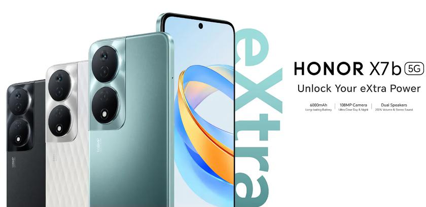 Honor X7b 5G: дисплей на 90 Гц, чип MediaTek Dimensity 6020 и батарея на 6000 мАч