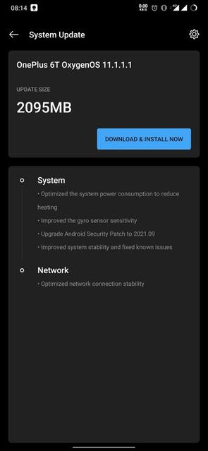 oneplus 6 oxygenos 11.1 1.1