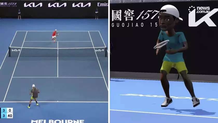 Траснляция на большом экране: со взглядом на корт и игрока