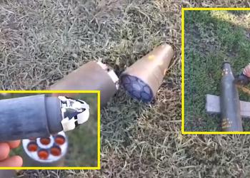 Украинские военные распиливают американские кассетные снаряды M483A1 и оснащают беспилотники извлечёнными суббоеприпасами M42 и M46