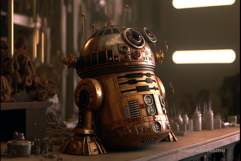 Neural network depicts planets and iconic Star Wars characters in steampunk style-10