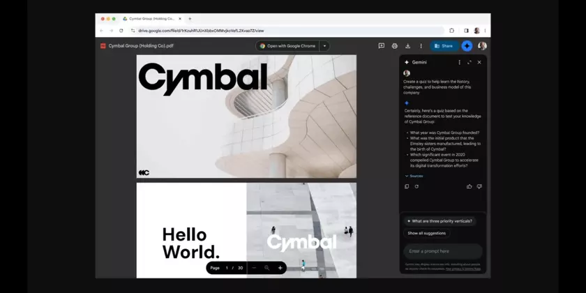 Google Drive вводит интеграцию боковой панели Gemini для просмотра PDF-файлов