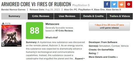 A Decade Later: Will 'Armored Core VI: Fires of Rubicon' Mark Its Return  with a 70+ on Metacritic?
