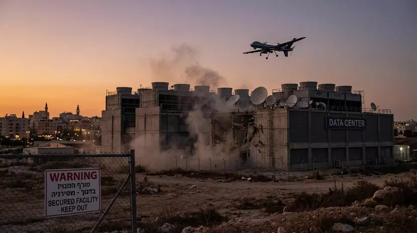 Схематическое изображение цифрового конфликта на Ближнем Востоке