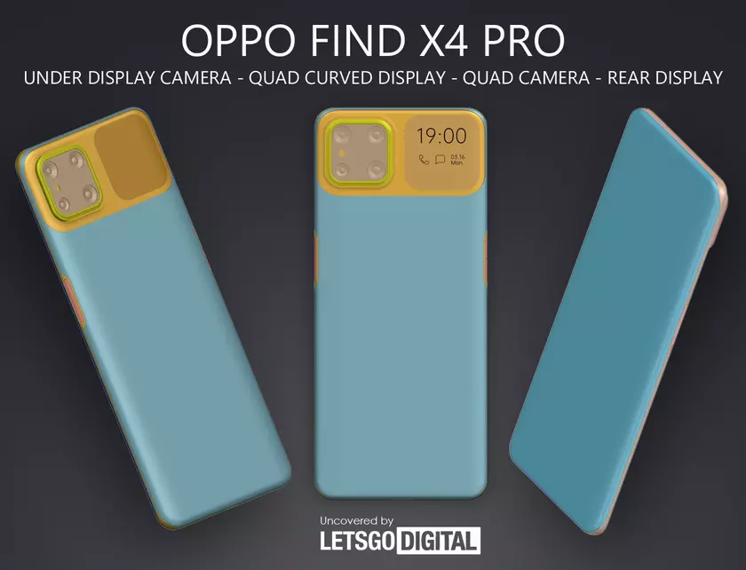 OPPO Find X4 Pro получит дополнительный экран рядом с основной камерой и подэкранную фронталку