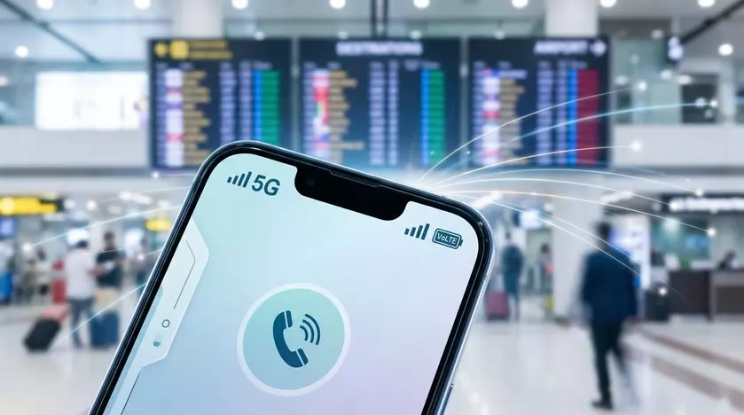 Смартфон с активным подключением к сети 5G в роуминге