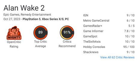 Alan Wake 2: Metacritic Review Scores Looks Amazing! Horror Games Have A  NEW Masterpiece 