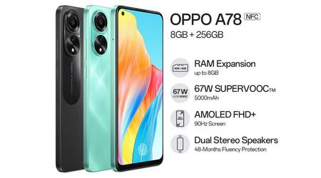OPPO A78 4G - Snapdragon 680, écran AMOLED 90Hz et charge 67W pour 235$.