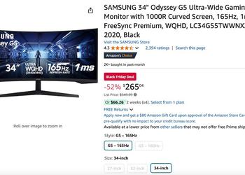 SAMSUNG 34" Odyssey G5 Gaming Monitor - Black Friday $284 Discount!