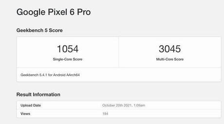 google pixel 6 geekbench 5