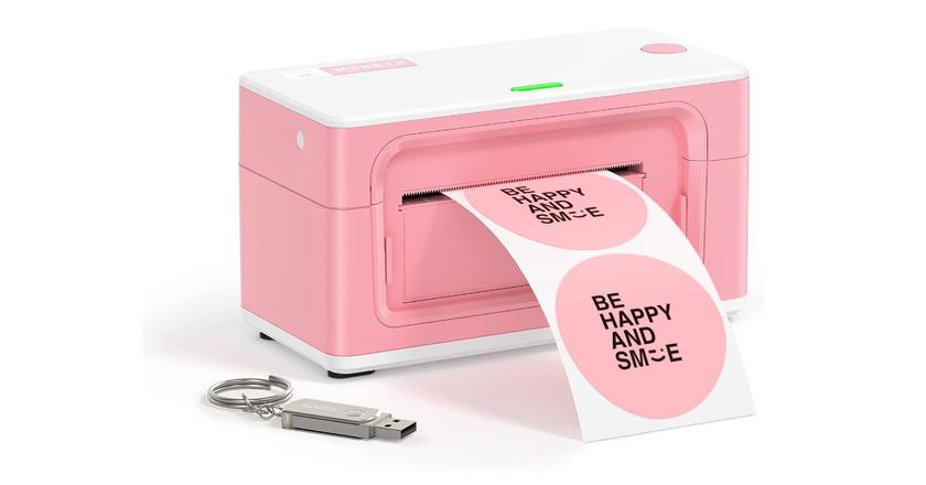MUNBYN Pink Shipping Label Printer