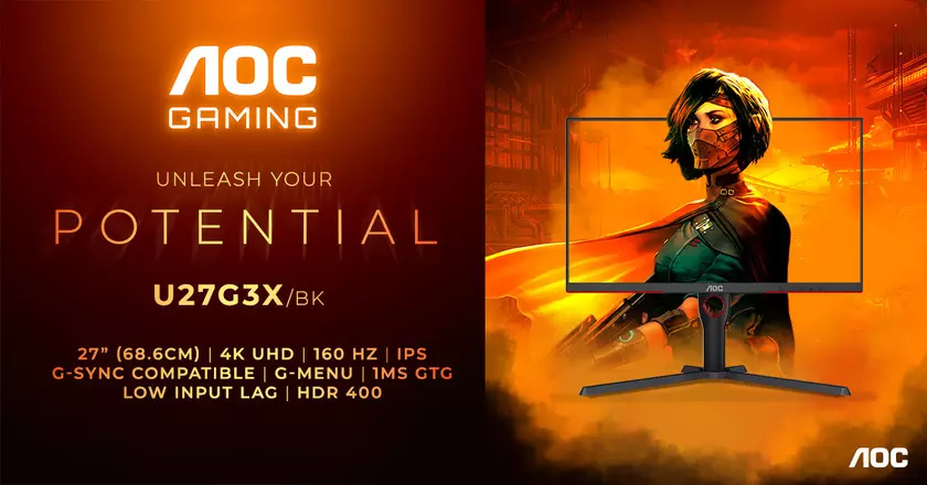 4K UHD, 160 Гц и NVIDIA G-Sync по цене £500 – представлен монитор AOC Gaming U27G3X/BK