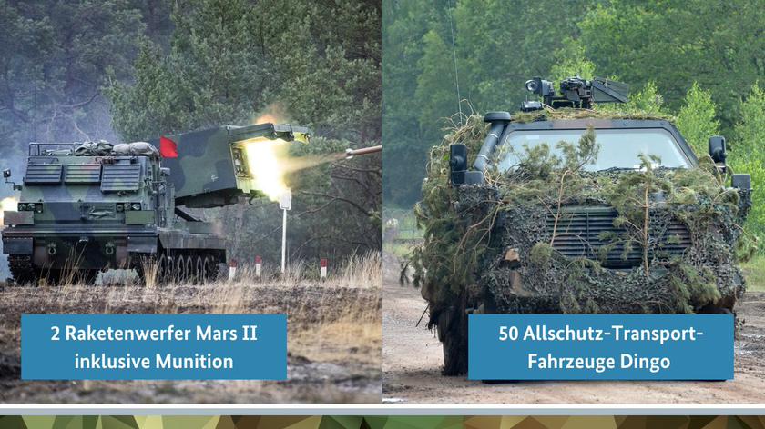 Deutschland hat bereits zwei MARS II-Mehrfachraketenwerfer und 50 gepanzerte Dingo ATF-Fahrzeuge an die Ukraine geliefert.