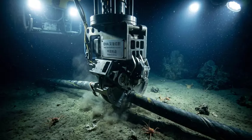 Глубоководный аппарат в процессе работы на дне океана