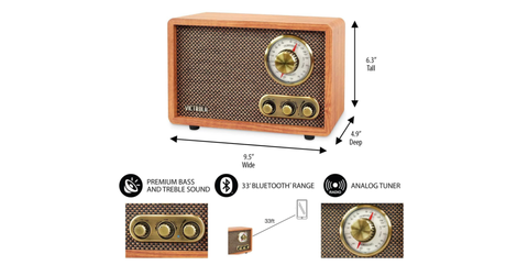 In Store Radiowalnut Wood Bluetooth 5.0 Fm Radio With Strong Bass & Tf  Card Support