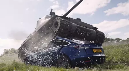 Video: World War II veteran crushes Tesla Model 3 with a Sherman tank