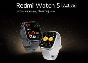 Redmi Watch 5 Active: дисплей на 2 дюйма, автономность до 18 дней и HyperOS на борту за $33