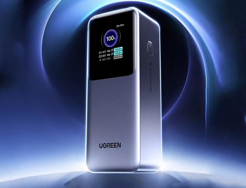UGREEN Energy Pro: аккумулятор с 1.54-дюймовым экраном, объёмом 25 000 мАч и мощностью до 65 Вт за $48