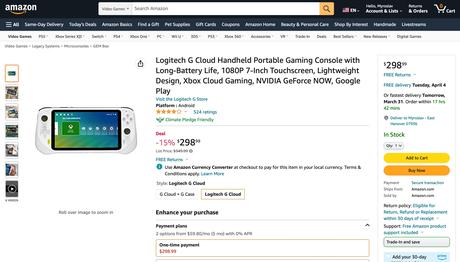  Logitech G Cloud Gaming Handheld , Portable Gaming Console with  Long-Battery Life, 1080P 7-Inch Touchscreen, Lightweight Design, Xbox Cloud  Gaming, NVIDIA GeForce NOW, Google Play (Renewed) : Video Games