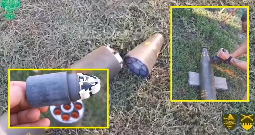 Украинские военные распиливают американские кассетные снаряды M483A1 и оснащают беспилотники извлечёнными суббоеприпасами M42 и M46