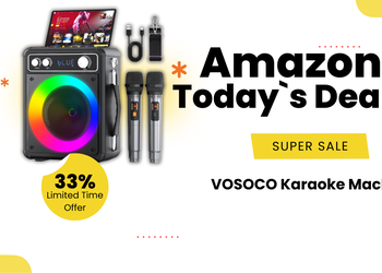 VOSOCO Karaoke Machine with 33% Price Cut – All-in-One Party System with LED Light Show!