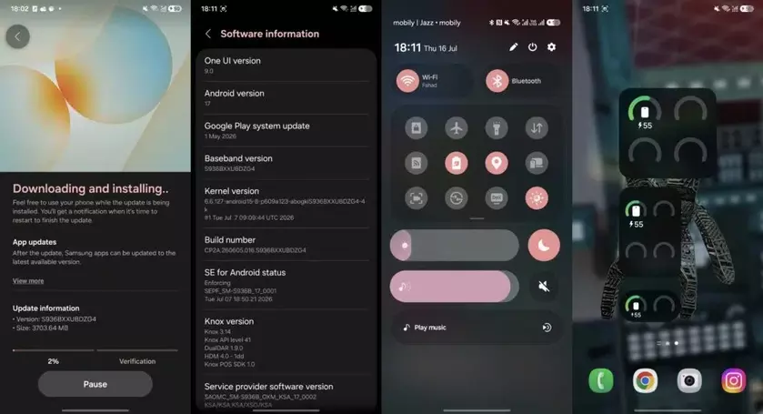 Интерфейс настроек Samsung Galaxy