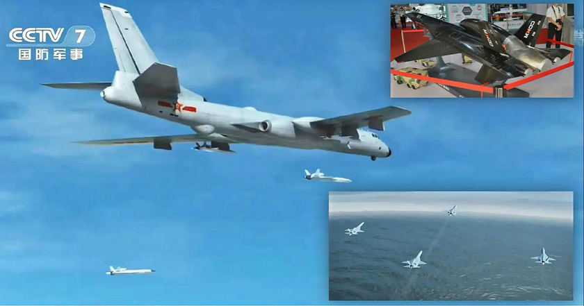 Chiny przetestowały odrzutowy bombowiec Xian H-6K, który zamiast pocisków cruise wystrzeliwuje drony LJ-1
