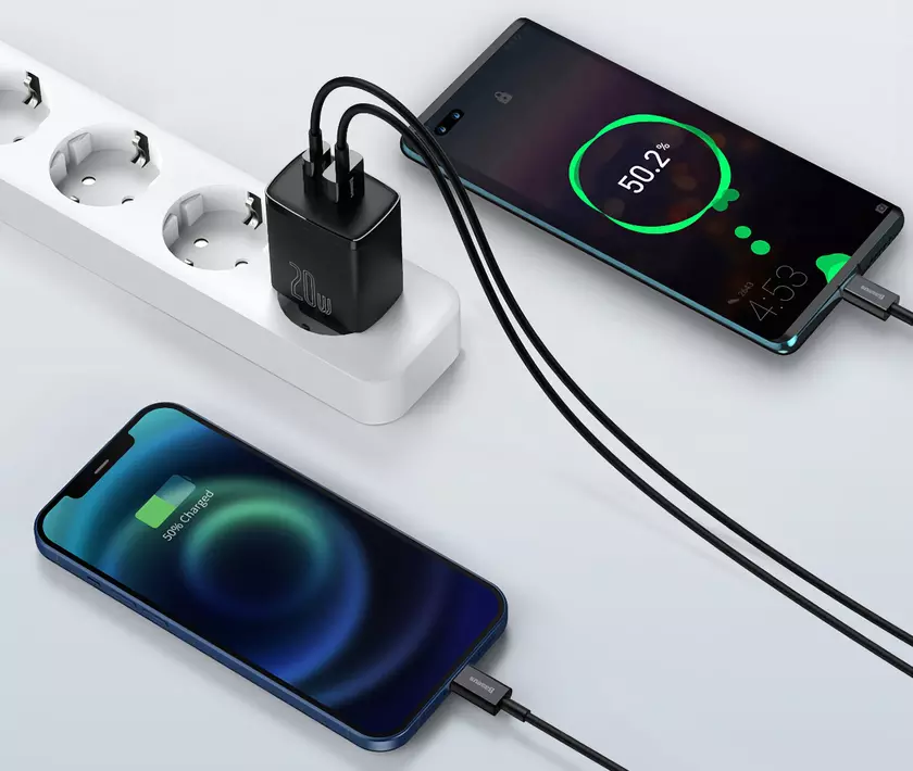 20-ваттное зарядное устройство Baseus с двумя USB-портами для iPhone 12 и не только