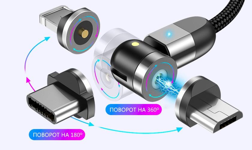 Инновация: магнитный USB-кабель USLION с поворотной головкой