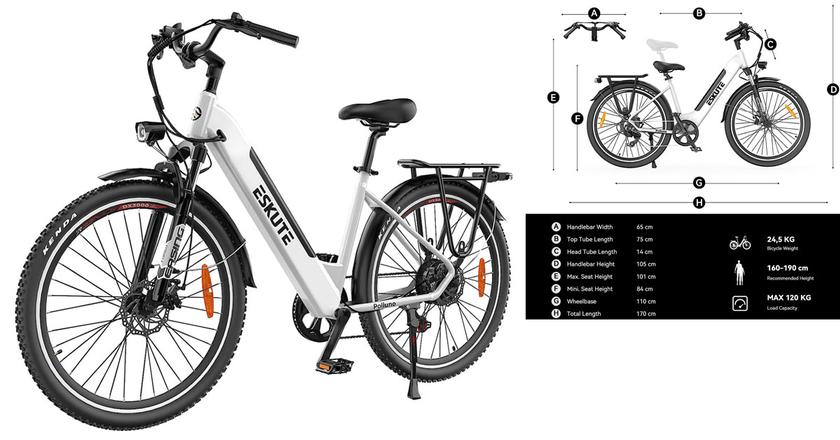 ESKUTE E-Bike Polluno Plus mejores bicicletas eléctricas para la entrega