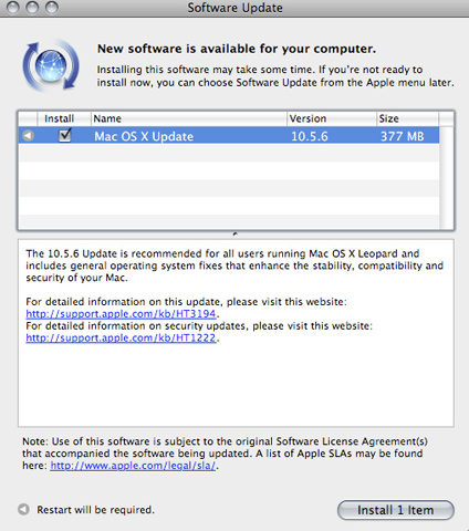 Mac OS X обновилась до версии 10.5.6