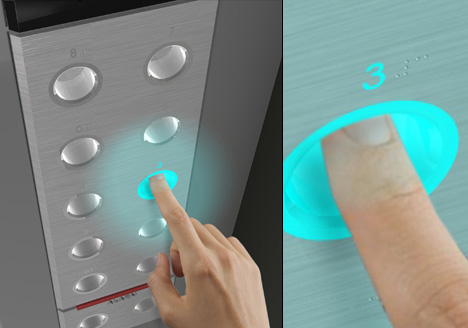 Бесконтактные кнопки с ультрафиолетовым излучением для лифтов