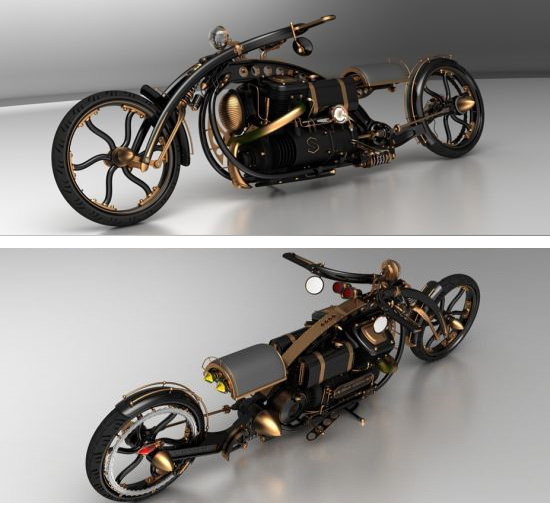 Черная вдова: концепт мотоцикла в стиле паропанк-4