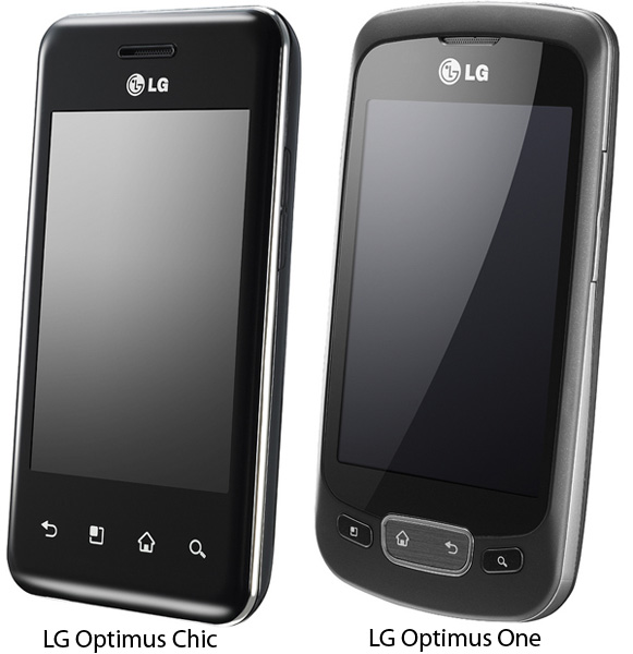 Android-смартфоны LG Optimus: модели Z, One и Chic с версией 2.2-2