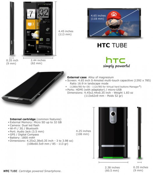 Менять смартфон, как перчатки: концепт HTC Tube-5