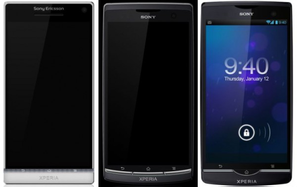 Пресс-фото Sony Ericsson Nozomi и двух смартфонов Sony Xperia