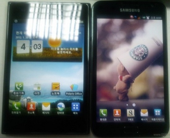 Сравнение габаритов LG Optimus Vu и Samsung Galaxy Note
