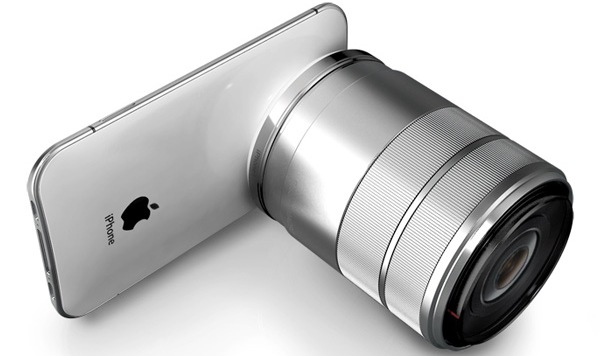 Смартфон iPhone PRO с креплением для объективов и подставки с пико-проектором-7