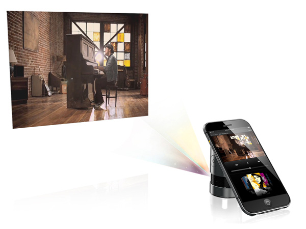 Смартфон iPhone PRO с креплением для объективов и подставки с пико-проектором-11