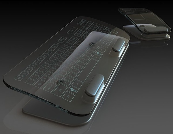 Беспроводные клавиатура и мышь из стекла