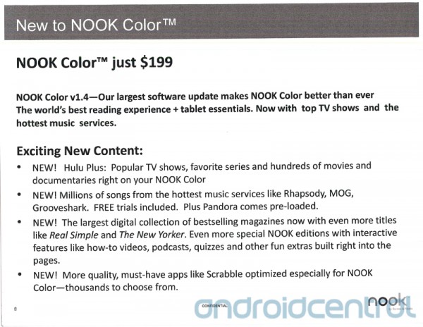 7-дюймовый планшет B&N Nook Tablet за $250 и падение цен на Nook Color и Nook Simple Touch-7