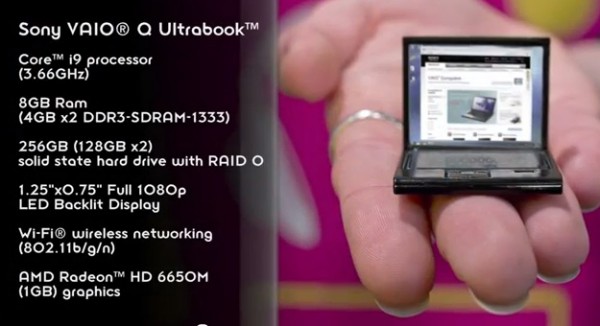 Представлен самый маленький в мире ультрабук Sony Vaio Q-2