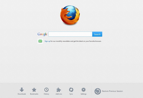 Firefox 13: обновленная домашняя страница и кнопка перезагрузки
