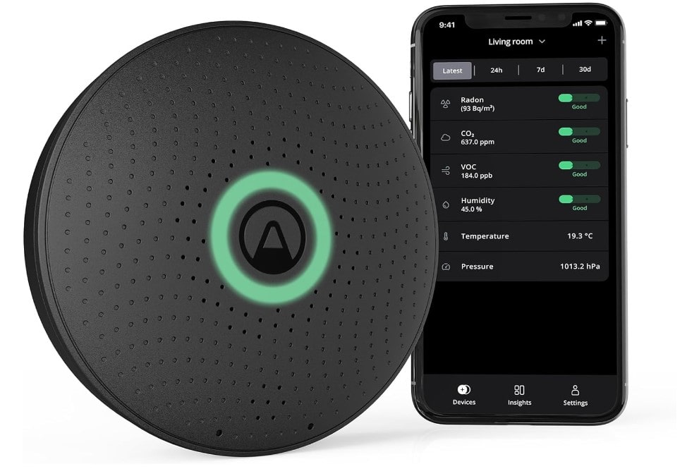 Airthings 2911 Wave Plus home air quality monitor allergy